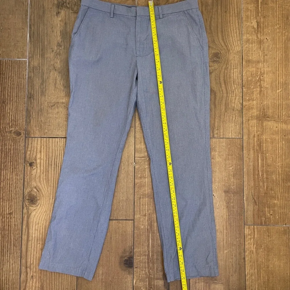 Banana Republic Kentfield Pant Mens 34 Blue Micro Stripe Cotton Chino Trouser